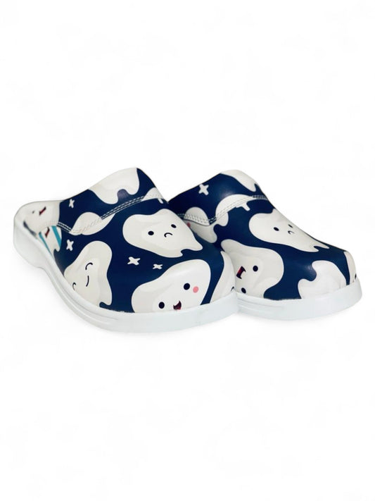 Orthopedic Medical Clogs, Indigo with Print, Men - Dentist Comfort Model