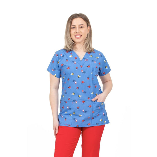 bluza medicala classic albatra cu imprimeu Uniforma Medicala Buburuza