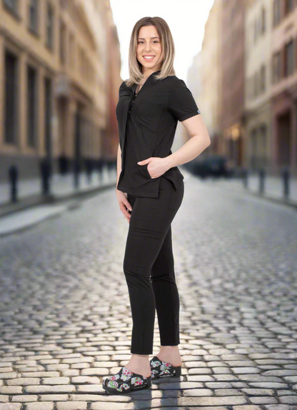 Elastane medical suit for women, Black Infinity model