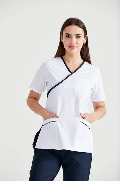 Bluza Medicala Alba, Pentru Femei - Black&White