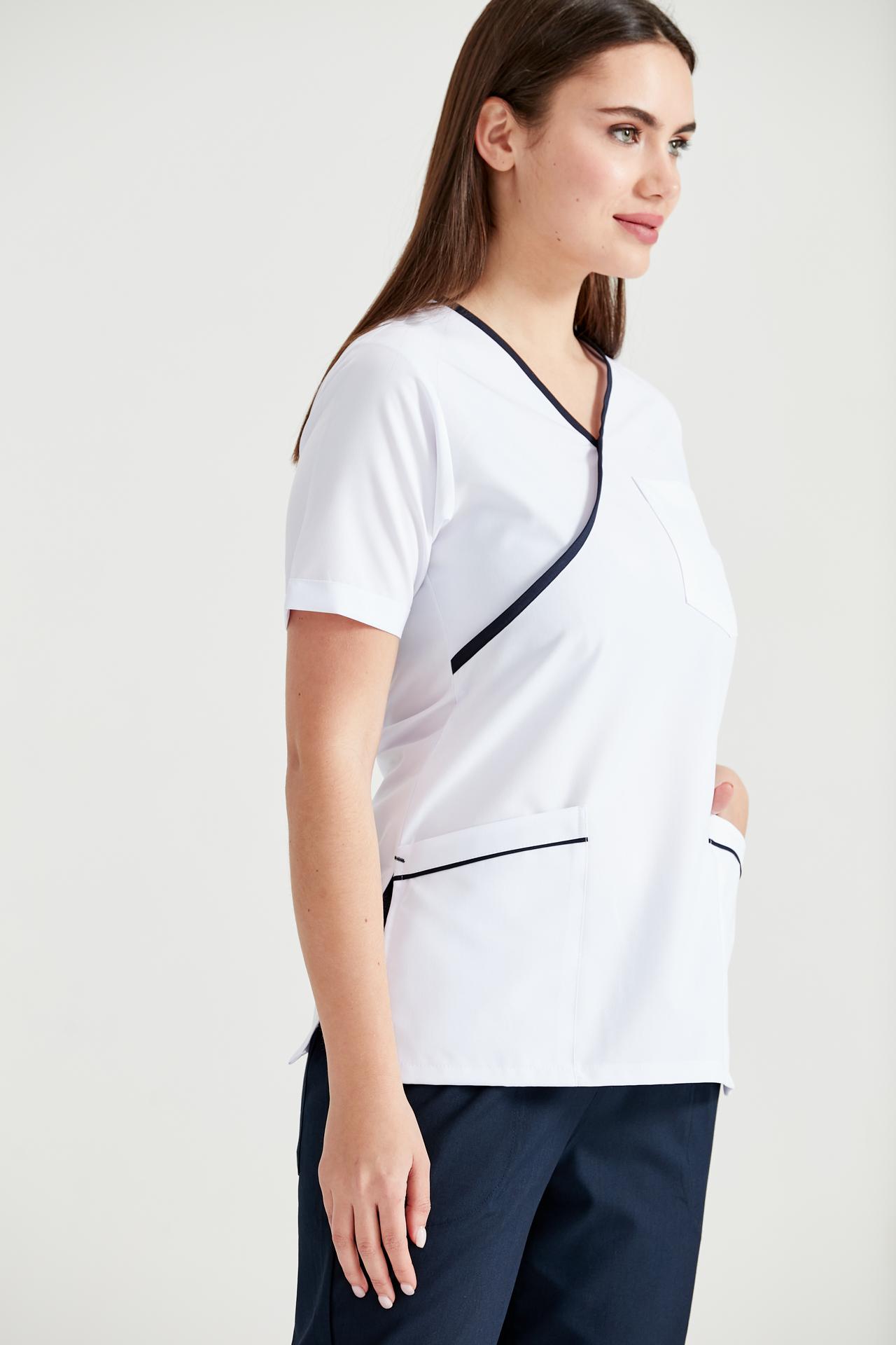 Bluza Medicala Alba, Pentru Femei - Black&White