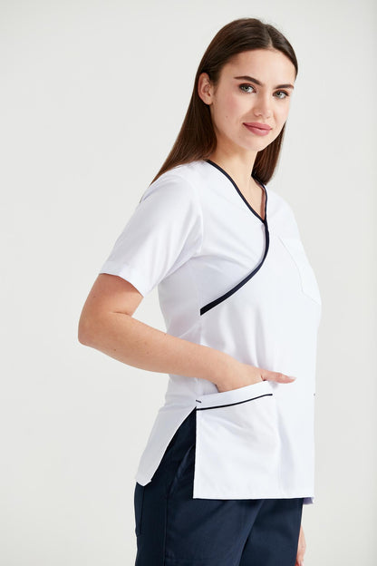 Bluza Medicala Alba, Pentru Femei - Black&White