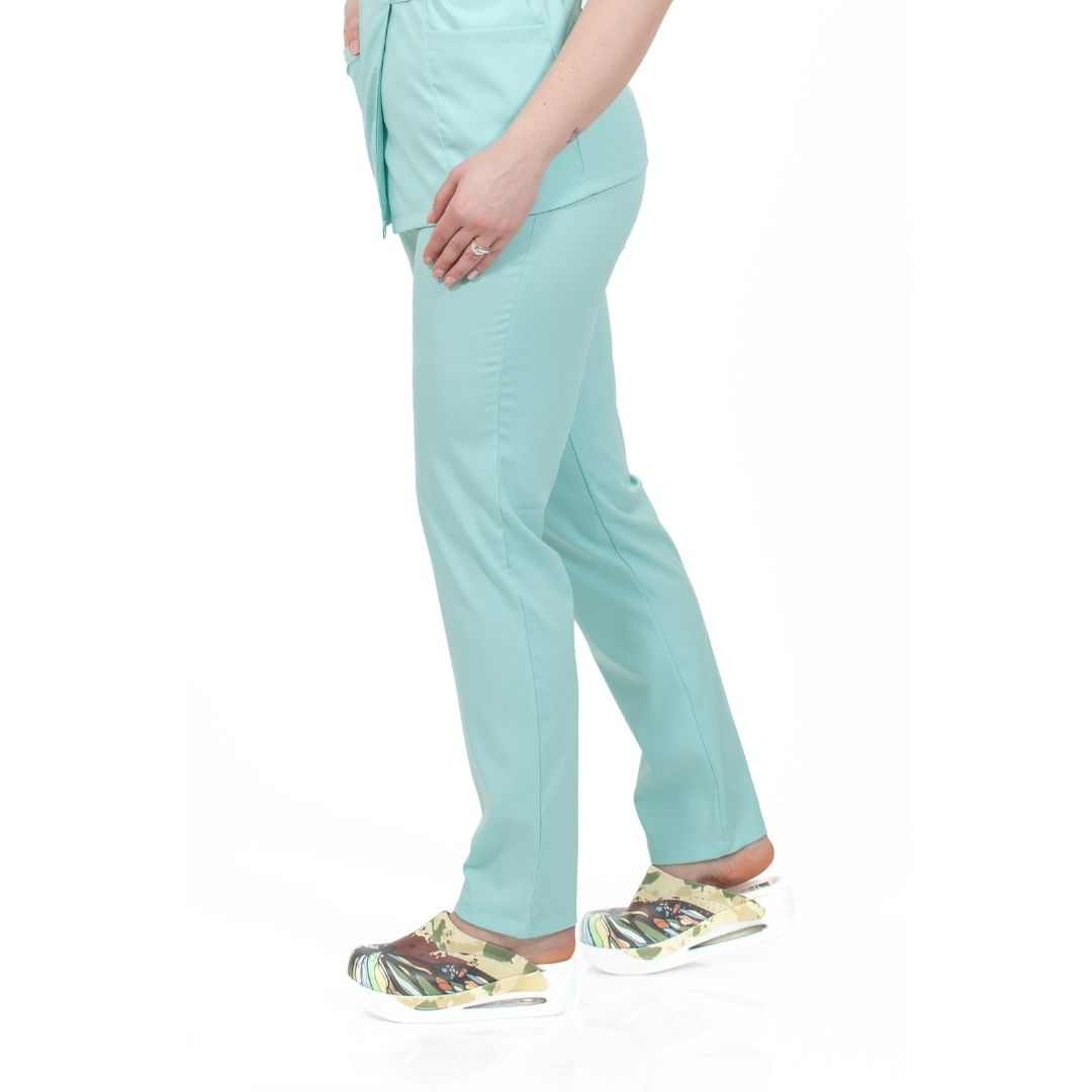 Pantaloni Medicali Elastan, Unisex, Culoarea Verde Menta, Model Classic Flex